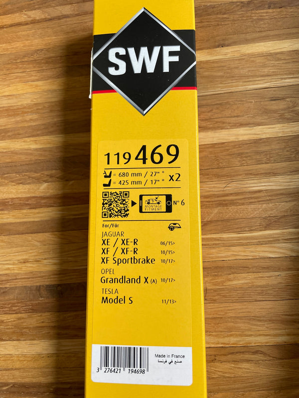 SWF VisioFlex 119 469 - Escobillas de limpiaparabrisas para Tesla Model S - 1 par de limpiaparabrisas, limpiaparabrisas