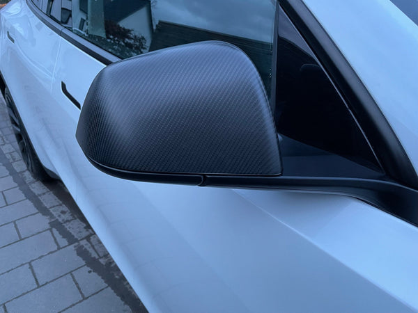 Tesla Model 3 Echt Carbon Spiegelabdeckungen - matt