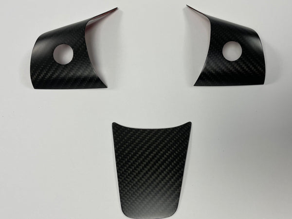 Tesla Model 3 e Y - Funda para volante de carbono real - Juego de 3 piezas